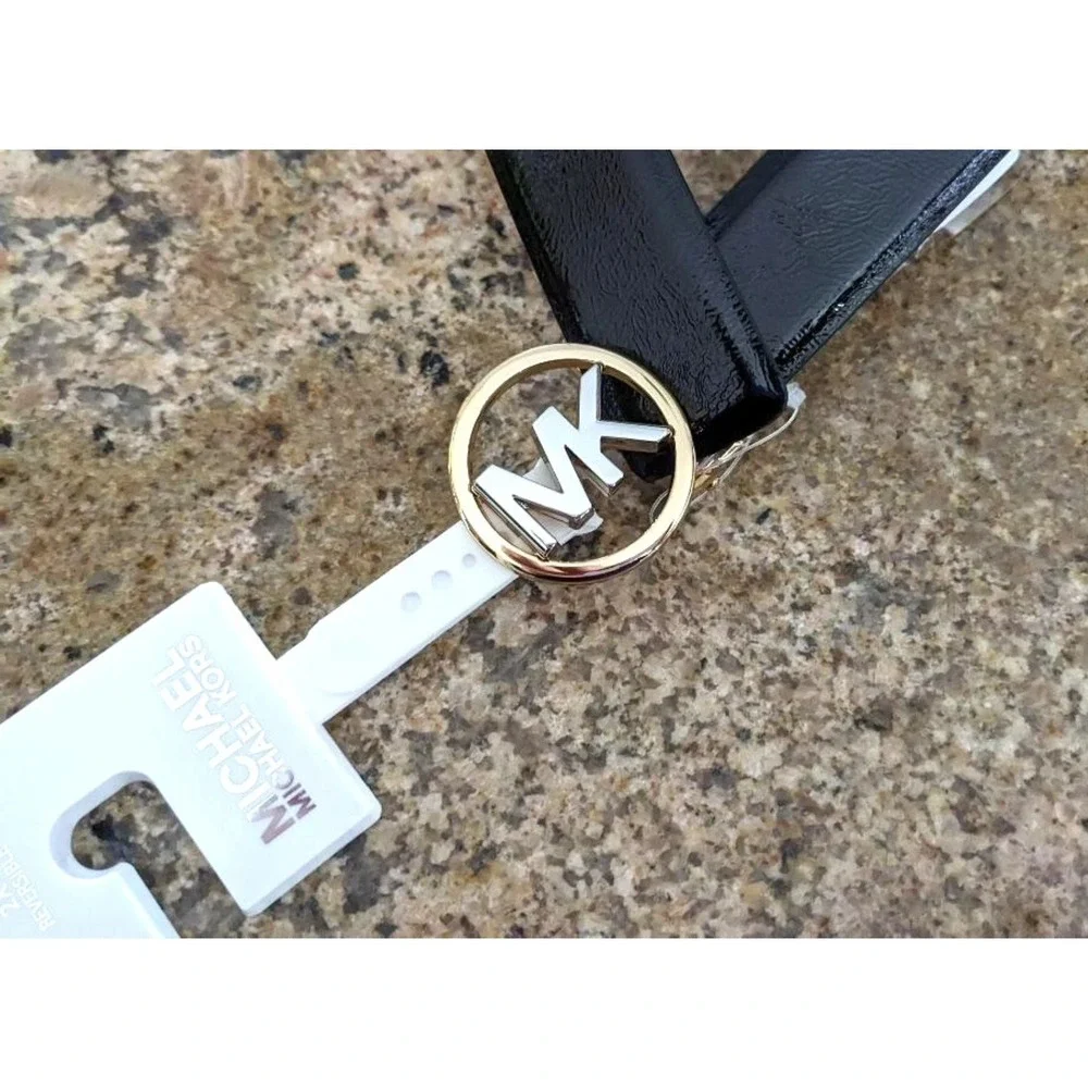 MICHAEL KORS REVERSIBLE WOMEN's Genuine LEATHER BELT BLK/Brown Sz XL NWT